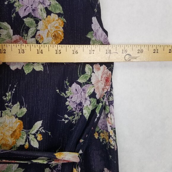 GIBSON LOOK Blouse Women XS One Shoulder Tie Waist Black Floral Side Zip Top NEW - Picture 16 of 16